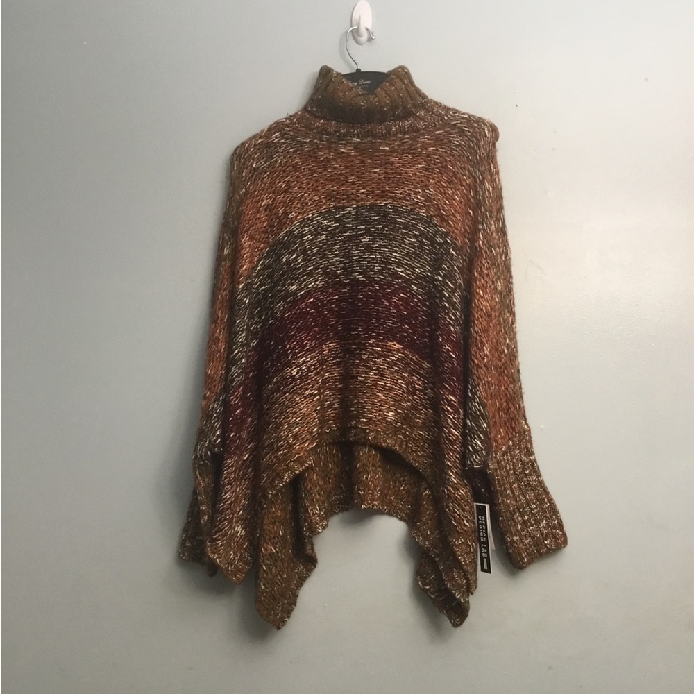 DESIGN LAB Cream and Brown Cowl Neck Sweater with Fuzzy Texture - Picture 5 of 12